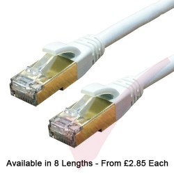 Cat8 Patch Cables RJ45 SFTP 40GB PVC Snagless Booted White