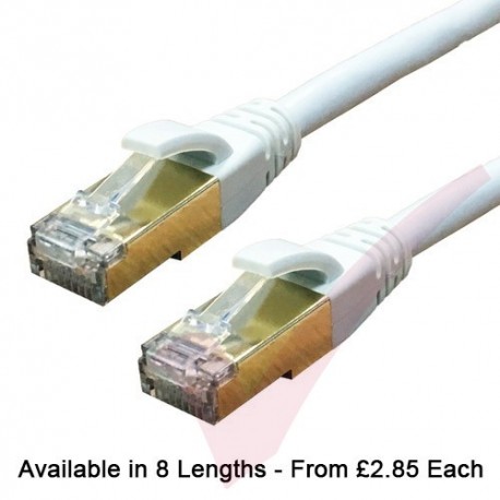 Cat8 Patch Cables RJ45 SFTP 40GB PVC Snagless Booted White