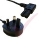 1.8 Metre UK Plug (3 Amp) - Right Angled C7 Figure of 8 Power Cable Black