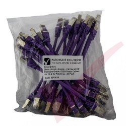 24 Pack of 20cm (8-inch) in Purple - Cat6a S/FTP Premium Grade LSZH Patch Cables for 2U Patching
