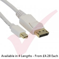 Mini DisplayPort Male to DisplayPort Male Cables White