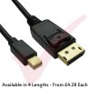 Mini DisplayPort Male to DisplayPort Male Cables Black