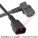C13 Angled Left to C14 Straight Premium SJT Power Cables Black