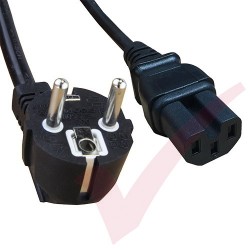 2.5 Metre Schuko Euro Right Angled to IEC C15 HOT Connector Power Cables Black