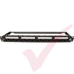 Excel Cat6A Unscreened PCB 24 Port Punchdown 1U Patch Panel Black 100-155