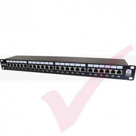 Excel Cat6A Screened PCB 24 Port Punchdown 1U Patch Panel Black 100-032