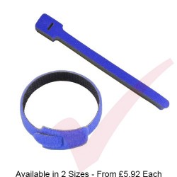 Blue Hook & Loop Velcro Cable Ties 20 Pack