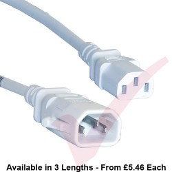C13 to C14 'P-Lock' Power Cable White