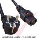 Schuko Euro Angled Right to C13 Locking Power Cables Black