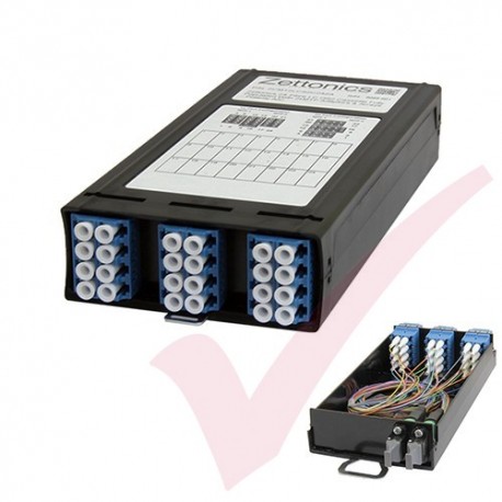 Zettonics MTP/MPO LC OS2 Singlemode 12 Duplex Fibre to 2x MTP Cassette (Polarity A/C)