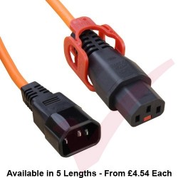 C13 Lock Plus to C14 H05VV-F Power Cable Orange