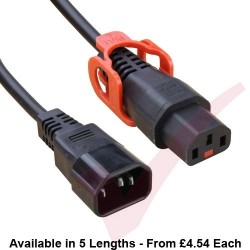 C13 Lock Plus to C14 H05VV-F Power Cable Black