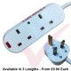 White - 2 Way Socket Gang Block Surge and Spike Protected Extension Lead