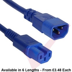 C14 to C15 HOT Condition Power Extension Cables Blue