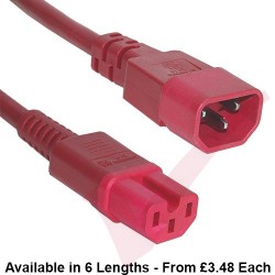 C14 to C15 HOT Condition Power Extension Cables Red