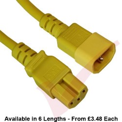 C14 to C15 HOT Condition Power Extension Cables Yellow