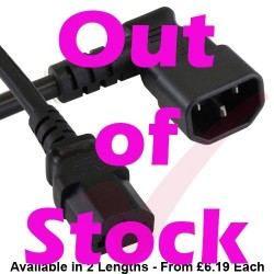 C13 Straight to C14 Angled Left Premium SJT Power Cables Black