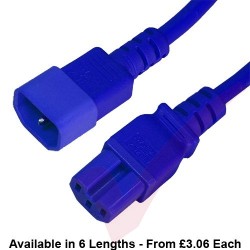 C14 to C15 10A Power Extension Cables Blue