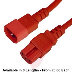 C14 to C15 10A Power Extension Cables Red