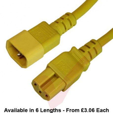C14 to C15 10A Power Extension Cables Yellow