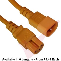C14 to C15 HOT Condition Power Extension Cables Orange
