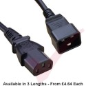 C13 to C20 High Grade H05VV-F 16A Power Cables Black