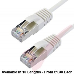 Cat6a Slim U/FTP Small Diameter Snagless Booted Patch Cables White