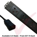 Vertical UK Socket to C14 Plug with 3 Metre Trailing Cable Rack PDU