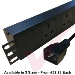 Horizontal UK Socket to C20 Plug with 3 Metre Trailing Cable 1.5U Rack PDU