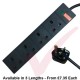 Black - 4 Way Socket Gang Block Surge and Spike Protected Extension Lead