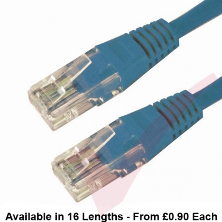 Cat6 Patch Cables RJ45 UTP High Grade PVC Flush Booted Blue