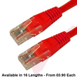 Cat6 Patch Cables RJ45 UTP High Grade PVC Flush Booted Red