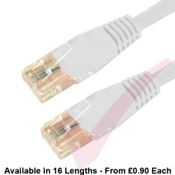 Cat6 Patch Cables RJ45 UTP High Grade PVC Flush Booted White