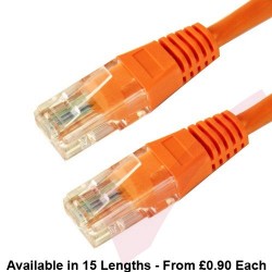 Cat6 Patch Cables RJ45 UTP High Grade PVC Flush Booted Orange