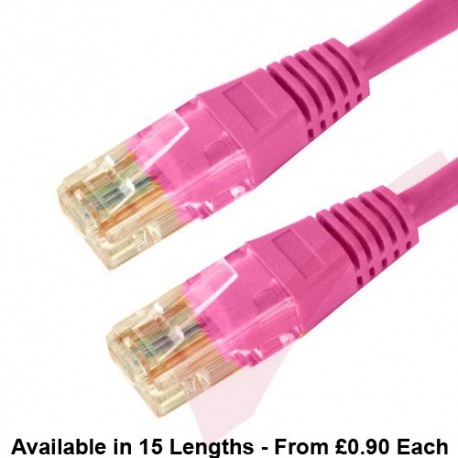 Cat6 Patch Cables RJ45 UTP High Grade PVC Flush Booted Pink
