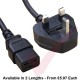 UK Plug (13 Amp) - C19 High Grade 1.5mmSq PVC Power Cable Black