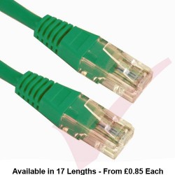 Cat5e Patch Cables RJ45 UTP High Grade PVC Flush Booted Green
