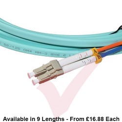 OM4 LC to LC Flat Twin Ruggedised Fibre Cable Aqua Blue