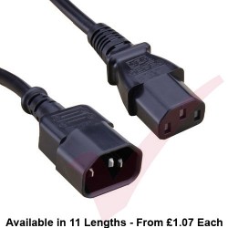 C13 to C14 High Grade H05VV-F Power Cable Black