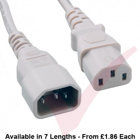 C13 to C14 High Grade H05VV-F Power Cable White