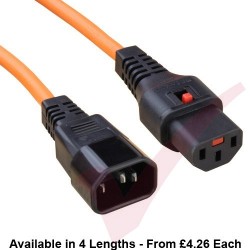 C13 Locking to C14 Power Cable Orange