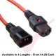 C13 Locking to C14 Power Cable Red