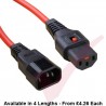 C13 Locking to C14 Power Cable Red
