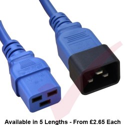 C19 to C20 High Grade H05VV-F 16A Power Cables Blue