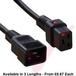 C19 Locking to C20 High Grade H05VV-F 16A Power Cables Black