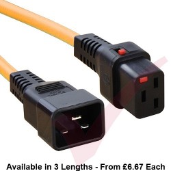 C19 Locking to C20 High Grade H05VV-F 16A Power Cables Orange