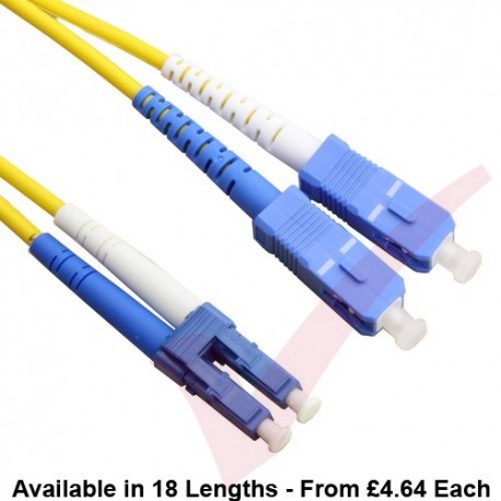 LC to SC Fibre Patch Cables OS2 Singlemode Yellow
