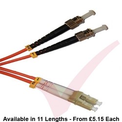 LC to ST Fibre Patch Cables OM3 Multimode Duplex Orange