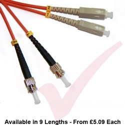 SC to ST Fibre Patch Cables OM2 Multimode Duplex Orange