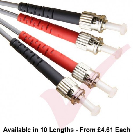 ST to ST Fibre Patch Cables OM1 Multimode Duplex Grey